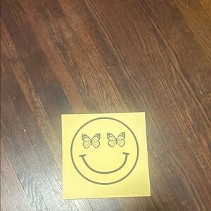 Yellow Smiley Face with Butterflies Art